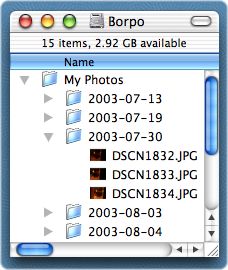 Example of EXIF-based date organization produced by the DateTree application.