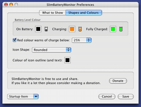 Preferences window -- second tab shown.
